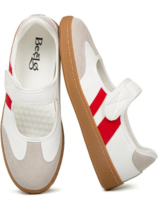 Shoes - Women's White Red Non Slip Walking Flats Shoes Comfortable Ballet Sneakers